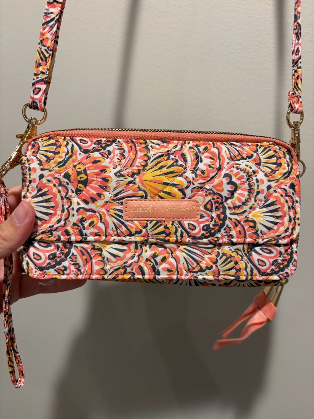 NWOT Simply Southern Coral Multi-Color Crossbody Wallet